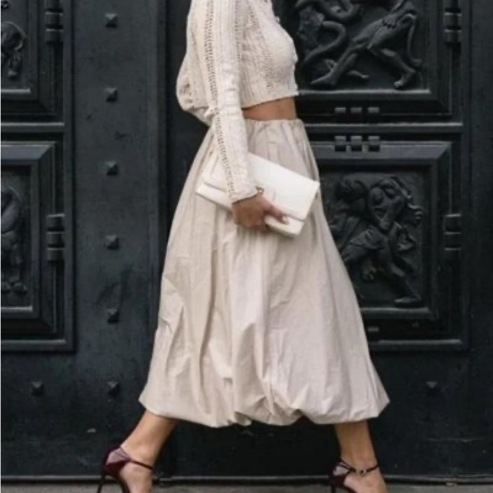 Zara Cream Midi Skirt